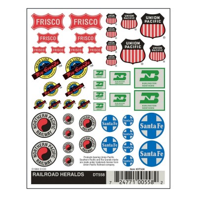 WS558 RAILROAD HERALDS DRY TRANSFER DECALS