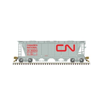 ATL20007158 HO SLAB SIDE HOPPER-CDN NATIONAL, noodle 6 hatch 352158, gray/red