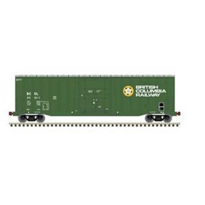 ATL20006077 HO NSC 50' PLUG DOOR BOX CAR-B.C.RAILWAY 851022, green/white/yellow