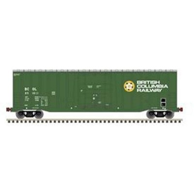 ATL50005453 N NSC 50' PLUG DOOR BOX CAR-B.C.RAILWAY 851009, green/white/yellow