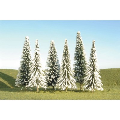 BAC32002 HO SCALE TREES-5"-6"PINE TREES w snow(6)