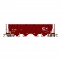 BAC73803 HO CANADIAN 4-BAY CYL.GRAIN HOPPER W/END OF TRAIN DEVICE-CN(OX.RED)