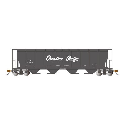 BAC73804 HO CANADIAN 4-BAY CYL.GRAIN HOPPER W/END OF TR.DEVICE-CP(BLACK)