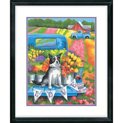 DIM91775 FLOWER POWER DOG, 11x14