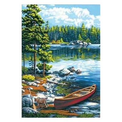 DIM91446 CANOE BY THE LAKE, 14x20