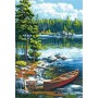 DIM91446 CANOE BY THE LAKE, 14x20