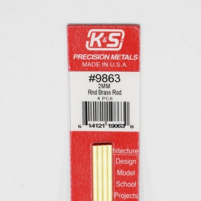 KSE9863 ROUND BRASS ROD 2mm, 4/pk *3