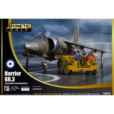 KIN48139 HARRIER GR.3 FALKLANDS 40TH ANNIV. W/TOW TRACTOR1/48