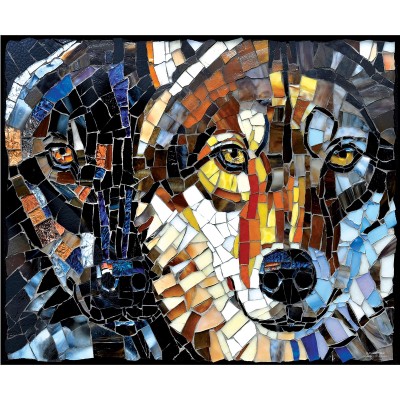 SUN70734 STAINED GLASS WOLVES, 1000 22