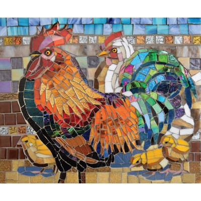 SUN70708 STAINED GLASS CHICKENS, 1000, 23