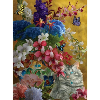 SUN67796 GILDED CATS AND FLOWERS, 1000 22