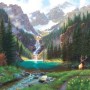 SUN52982 ELK AT THE WATERFALL, 1000, 17