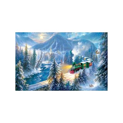 SUN69830 MOUNTAIN CHRISTMAS TRAIN, 500 22x
