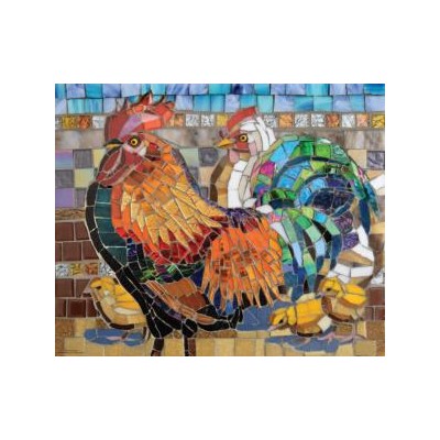 SUN70708 STAINED GLASS CHICKENS, 1000, 23