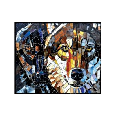 SUN70734 STAINED GLASS WOLVES, 1000 22