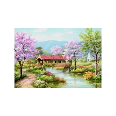 SUN36604 COVERED BRIDGE IN SPRING, 300 pc, 09