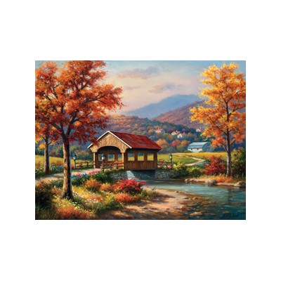 SUN36610 COVERED BRIDEGE IN FALL, 500