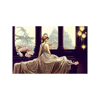 SUN67821 PRINCESS WITH PINK ROSES, 1000, 24