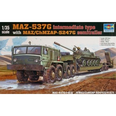 TRU01089 MAZ-545 TRAMSPORTER W/CHMZAP-5247AP-5247G SEMI TRAILER 1/35