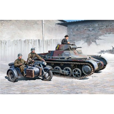 ACA13556 GERMAN PANZER 1 and MOTORCYCLE 1/35