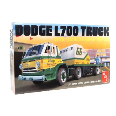 AMT1368 66 DODGE L700 TRUCK w flatbed racing trailer 1/25