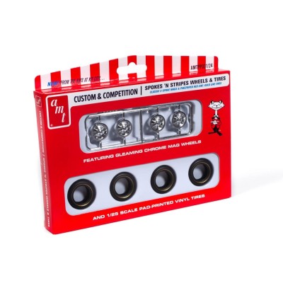 AMTPP031 SPOKES & STRIPES WHEEL & TIRE PACK 1/25