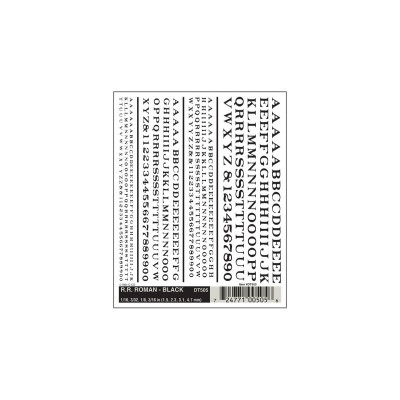 WS505 R.R. ROMAN BLACK DRY TRANSFER DECALS