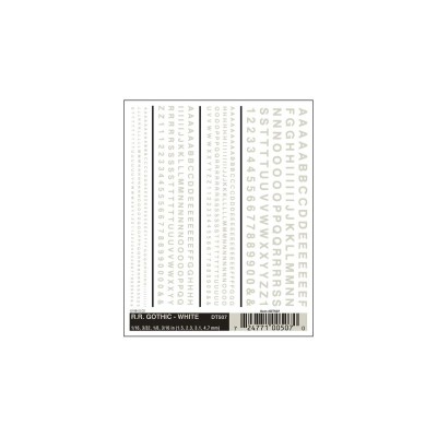 WS507 R.R.GOTHIC WHITE DRY TRANSFER DECALS