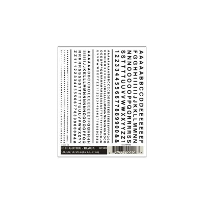 WS508 R.R.GOTHIC BLACK DRY TRANSFER DECALS
