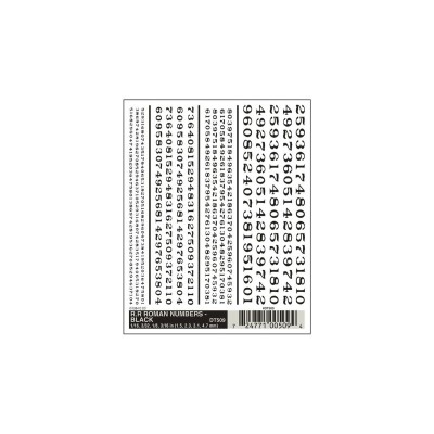 WS509 R.R.ROMAN NOS.BLACK DRY TRANSFER DECALS