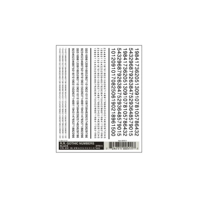 WS511 R.R.GOTHIC NOS.BLACK DRY TRANSFER DECALS