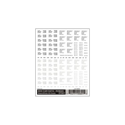 WS601 BOX CAR DATA-ROMAN BL/WHITE DRY TR.DEC.