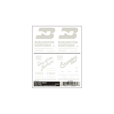 WS607 BN AND CB&Q BOX CARS DRY TRANSFER DECALS