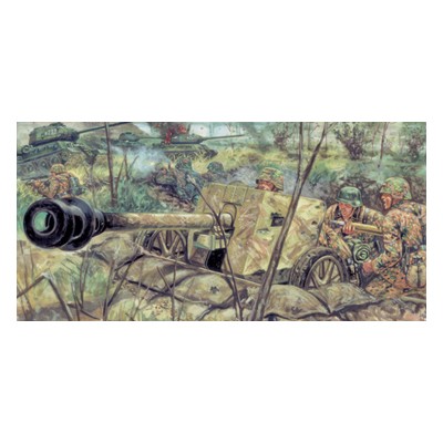 ITA6096 WWII GERM.PAK40 AT GUN W/SERVANTS 1/72
