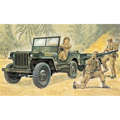 ITA0314 WILLYS MB JEEP w trailer 1/35