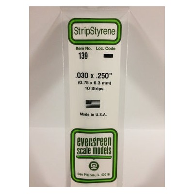EVG139 .030 x .250 STRIPS 10/pk *5