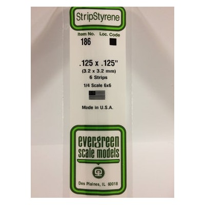 EVG186 .125 x .125 STRIPS 6/pk *5