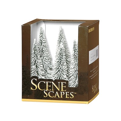BAC32002 HO SCALE TREES-5"-6"PINE TREES w snow(6)