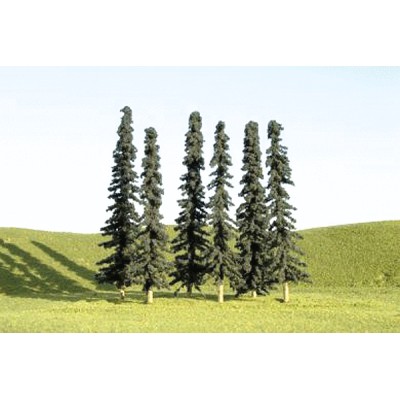 BAC32103 N SCALE TREES-3"-4" CONIFER TREES(9)