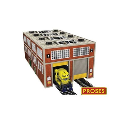 BAC39119 HO SCALE DUAL STALL MODERN ENGINE HOUSE w motorized doors