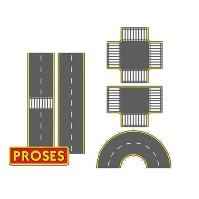 BAC39125 N SCALE UV PRINTED PVC ASPHALT ROAD SET
