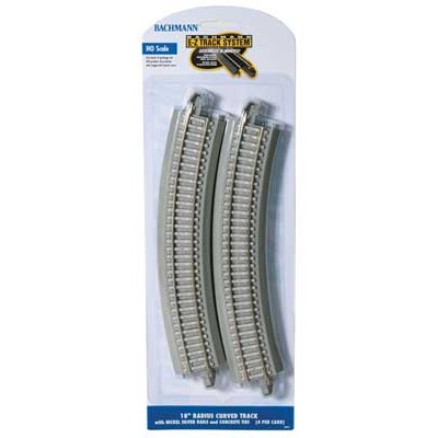 BAC44701 HO E-Z TRACK-NICKEL SILV. RAILS W/CONC TIES-18" RAD,CURVED TR(4)