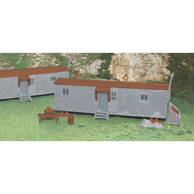 BAC45176 HO RAILROAD WORK SHEDS, 2/pk gray/oxide red *1