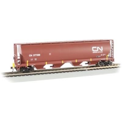 BAC73803 HO CANADIAN 4-BAY CYL.GRAIN HOPPER W/END OF TRAIN DEVICE-CN(OX.RED)